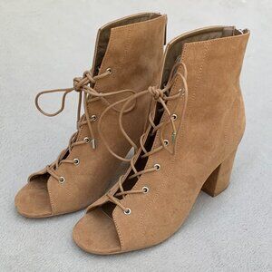 Guess GW Daly Peep Toe Lace-Up Booties